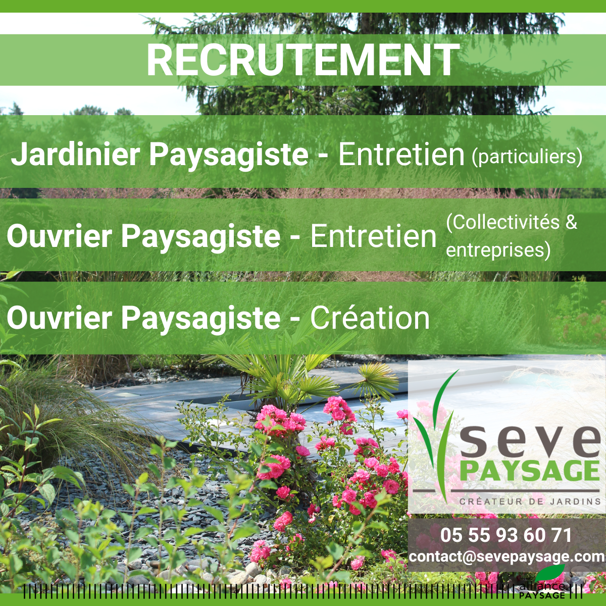 Les offres à pourvoir chez SEVE Paysage